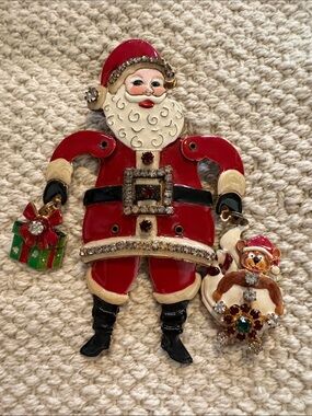 Lunch at the Ritz LATR 2GO Festive Red Santa Brooch with Gem Accents